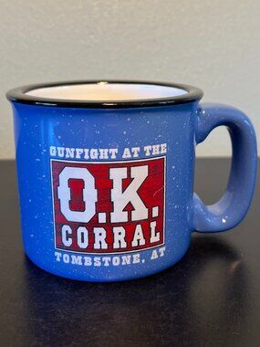 “GUNFIGHT AT THE O.K. CORRAL” Tombstone, AT Arizona AZ Stoneware Camping Mug
